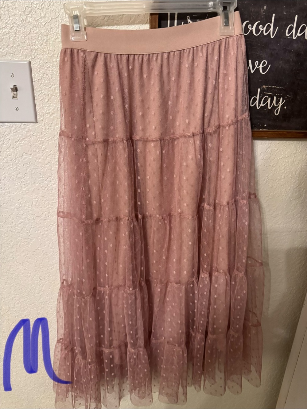 Tiered Rose Dust Mesh Maxi Skirt